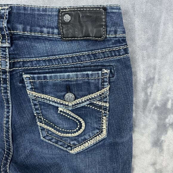 Silver Jeans Womens Sz 27/31 Actual 26/29 Suki Mid Rise Slim Boot Cut Dark Blue - Picture 4 of 16
